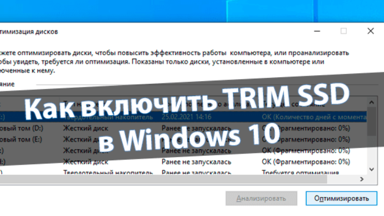 Трим ссд. Trim SSD как включить. Как включить Trim SSD диска на Windows 10. Как включить ссд диск. Проверка Trim.