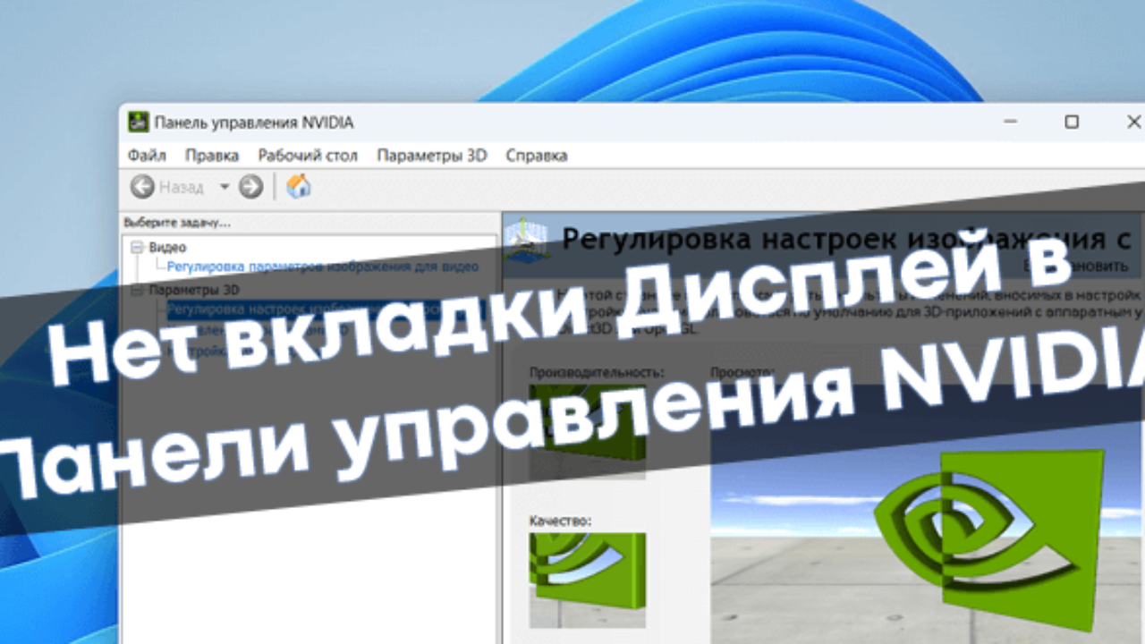 Нет вкладки Дисплей в Панели управления NVIDIA - Windd.pro