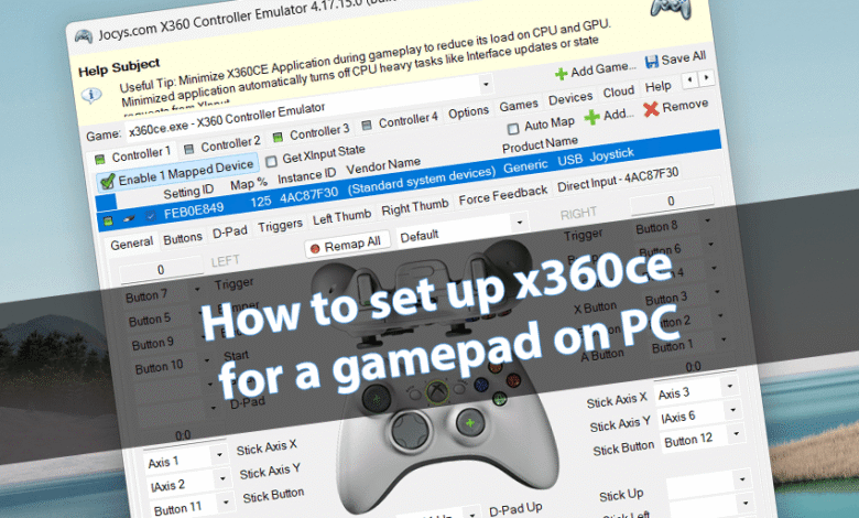 How to set up x360ce for a gamepad on PC