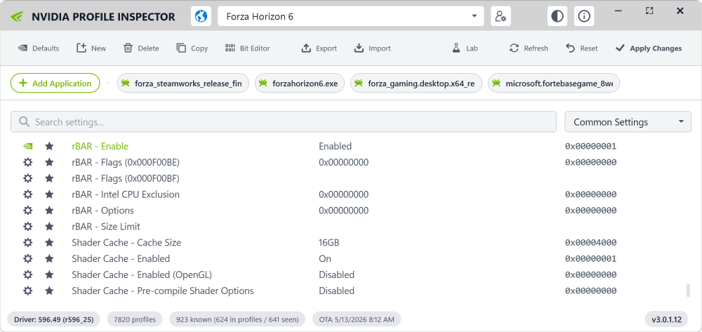 Resizable BAR in NVIDIA Profile Inspector